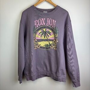 Ron Jon Purple Beach Crewneck Floral Pattern